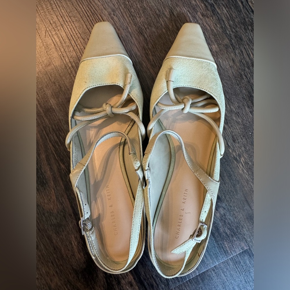 Charles & Keith mint green slingback sandals/mules, size 37